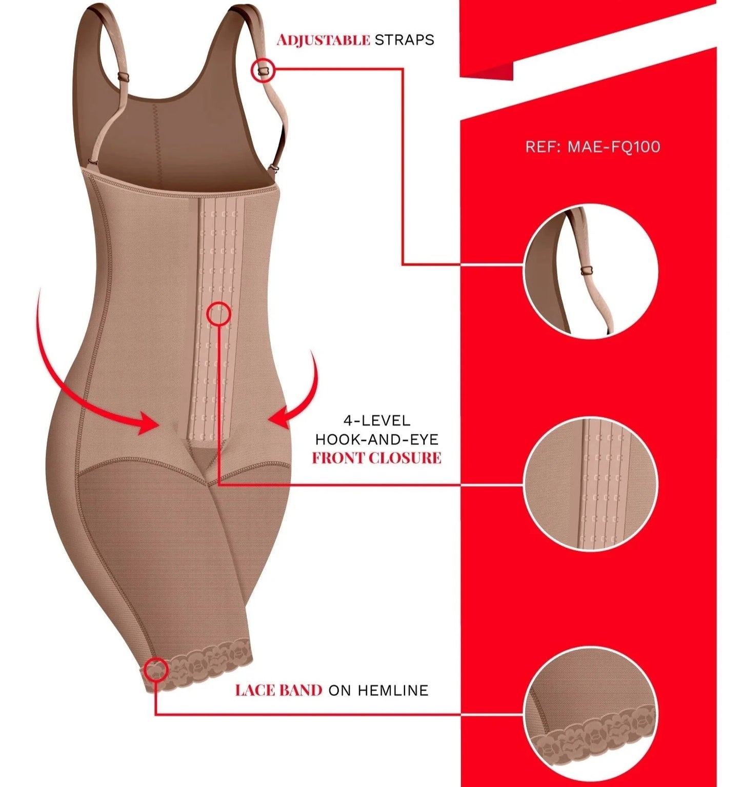 Stage 2 Post Surgery Body Shaper for Women, Open Bust & Front Closure, Powernet Material | QPS1021