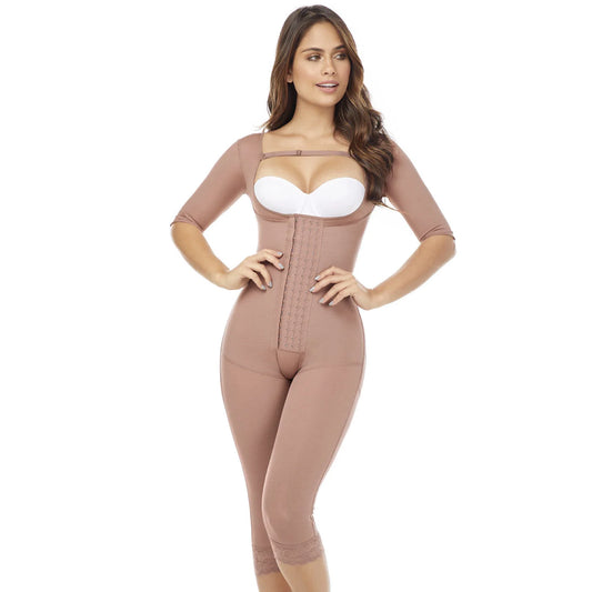 Stage 2 Post Surgery Shapewear with Over Bust Strap, Knee Length, Powernet Material | QPS1017