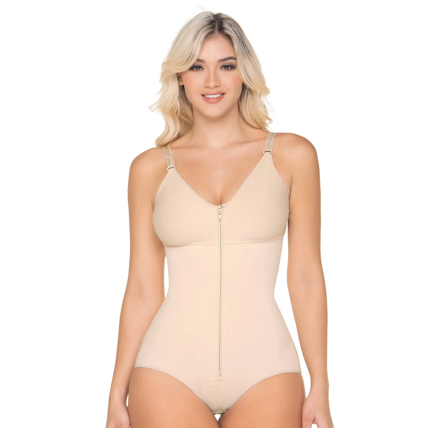 Compression Bodysuit, Shapewear with Straps Built-in Bra and Zipper, Postpartum and Daily Use | QD1011