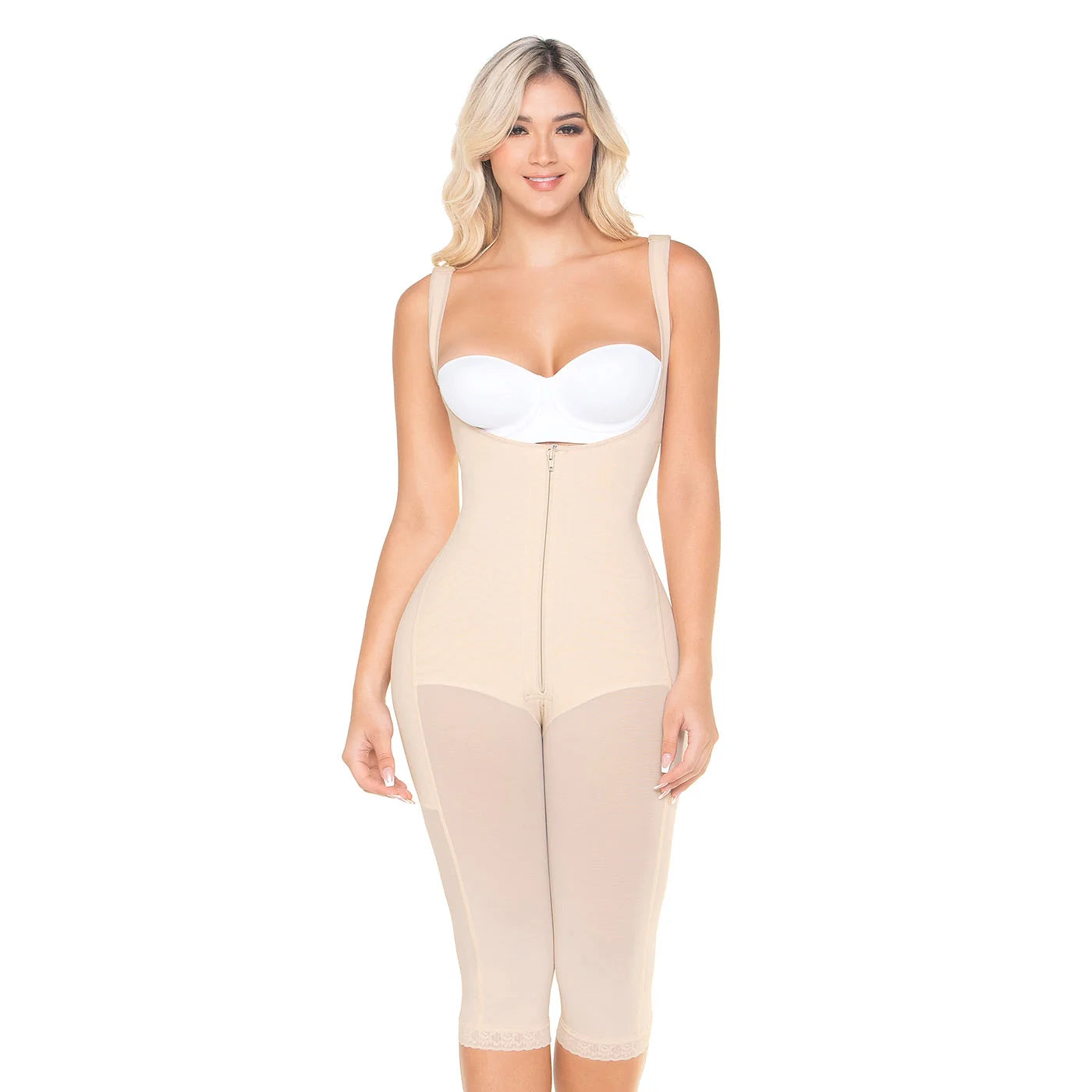 Stage 3 Post-Surgery Shapewear, Open Bust, Knee-Length, Powernet Material | QPS1014