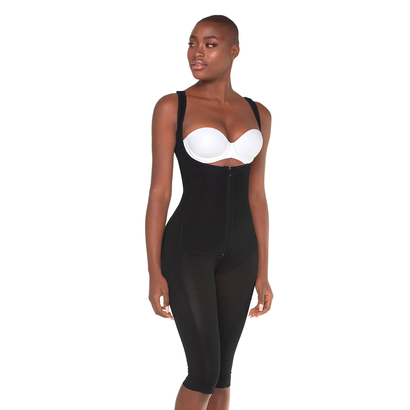 Stage 3 Post-Surgery Shapewear, Open Bust, Knee-Length, Powernet Material | QPS1014