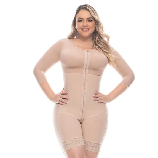 Post-Surgery Full Body Compression Shapewear with Built-In Bra and Mid-Thigh Sleeves, Guitar-Shaped Design | QPS1001