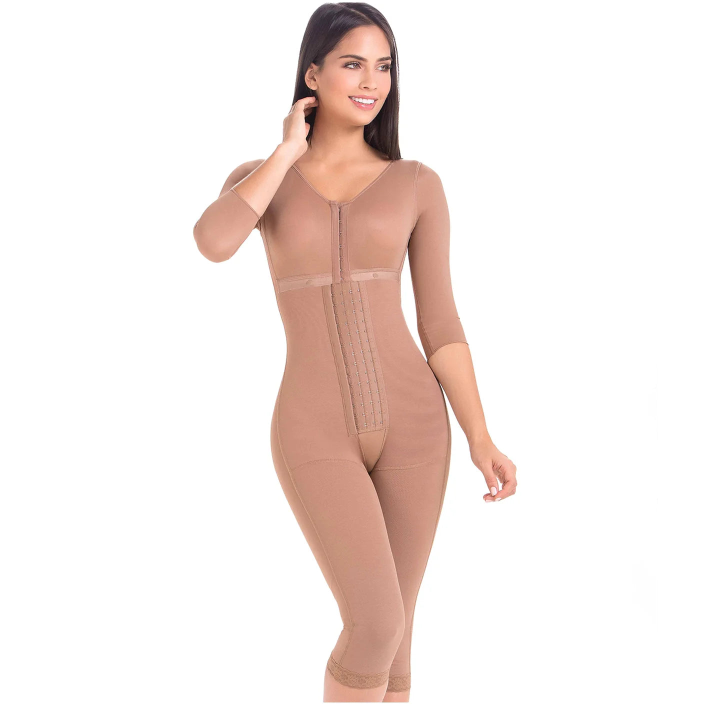 Stage 2 Post Surgery Full Body Shapewear with Sleeves and Bra, Powernet Material | QPS1022