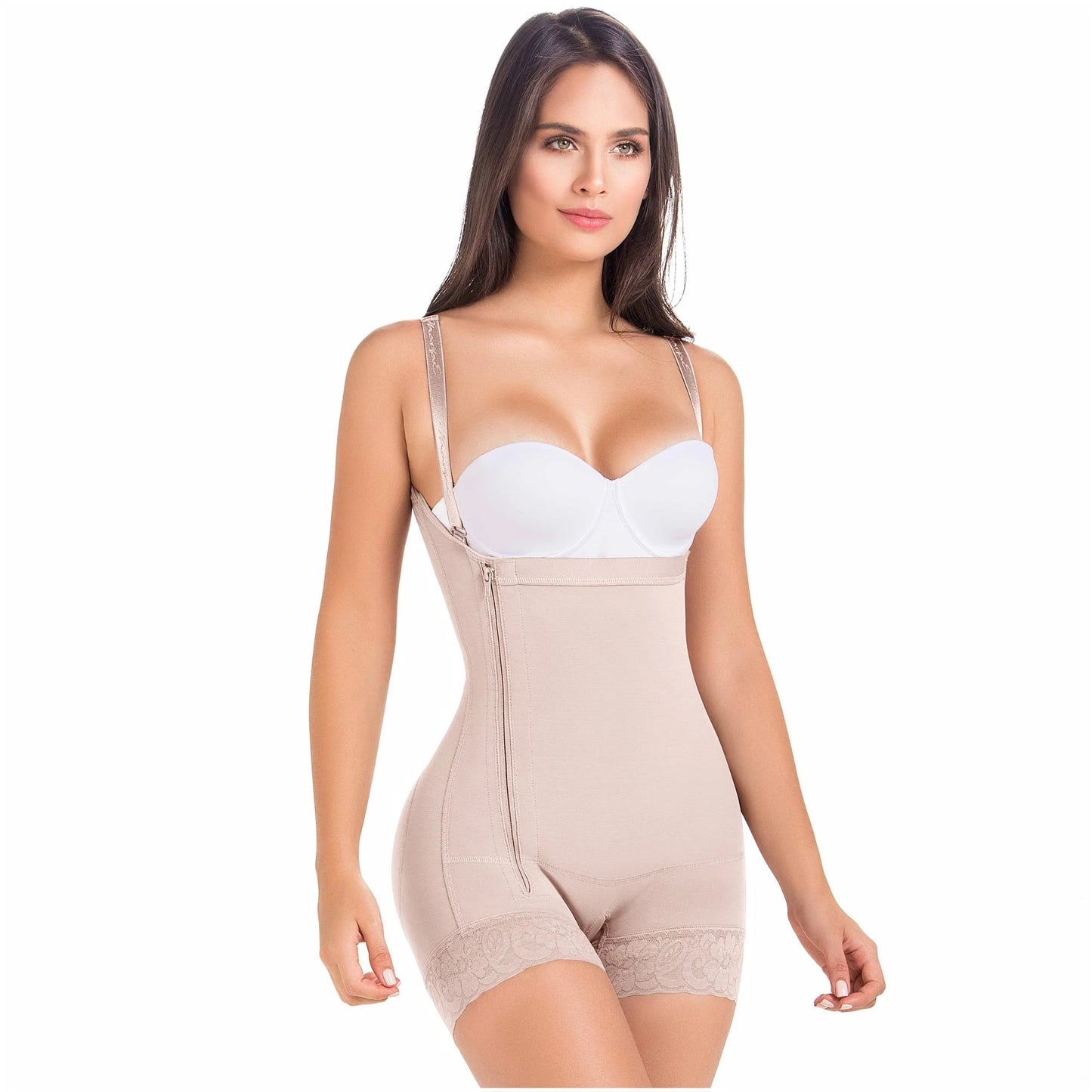 Postpartum Short Body Shaper for Women, Strapless with Side Zipper, Powernet Material | QD1017