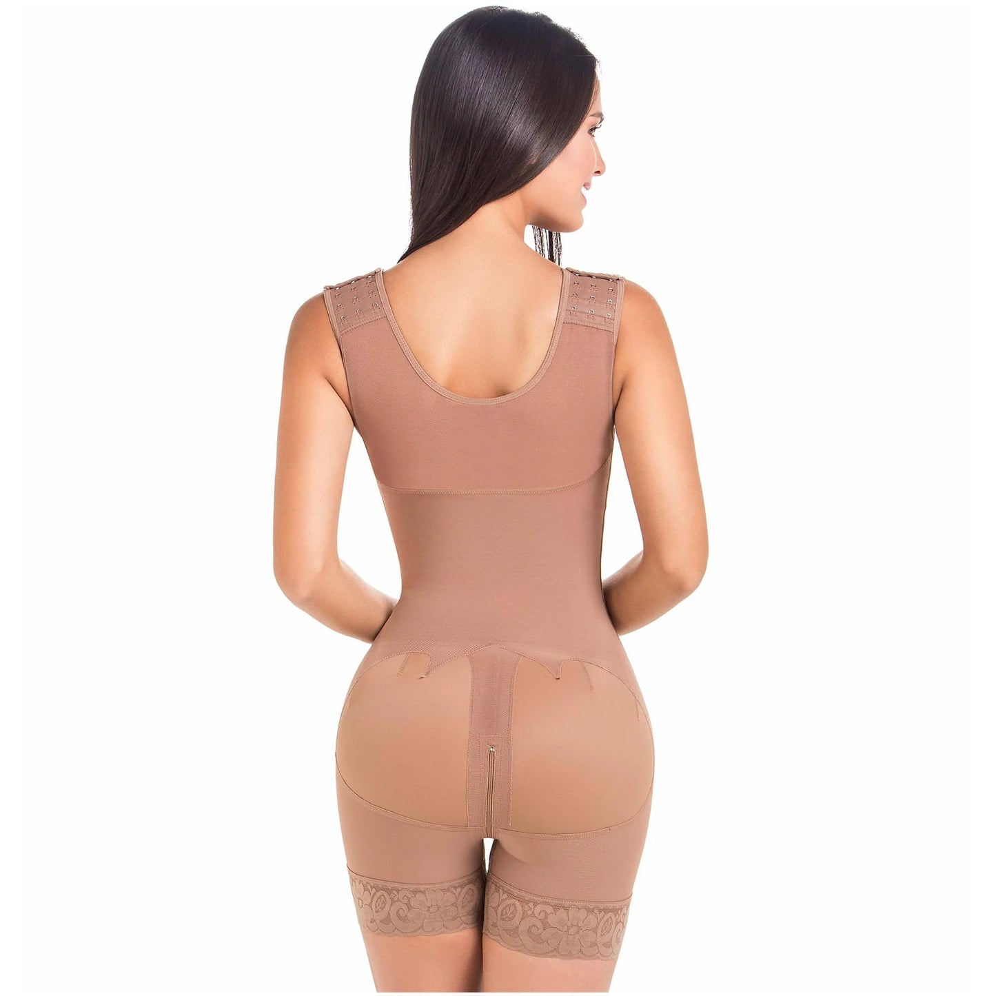 Stage 2 Post Surgery Shapewear with Over Bust Strap, Mid Thigh Length, Powernet Material | QPS1016