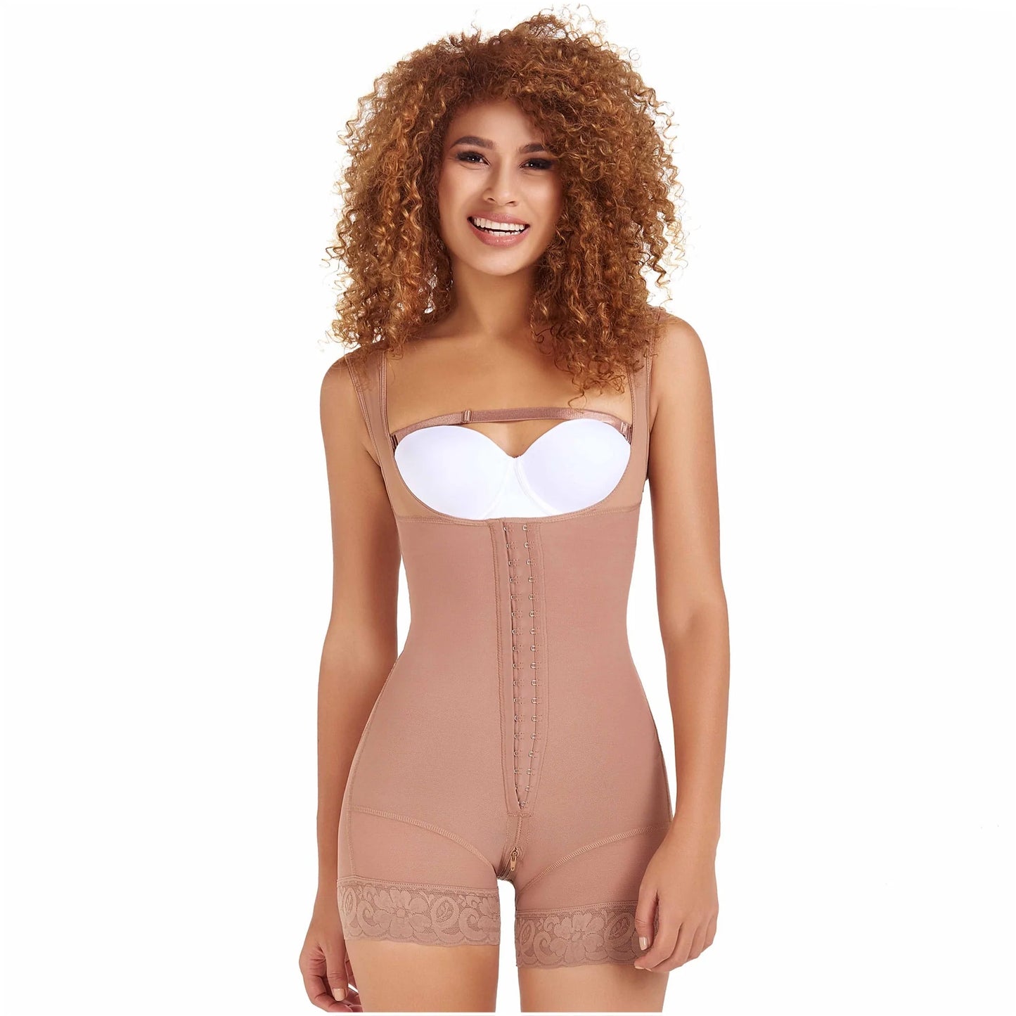 Stage 2 Post Surgery Shapewear with Over Bust Strap, Mid Thigh Length, Powernet Material | QPS1016