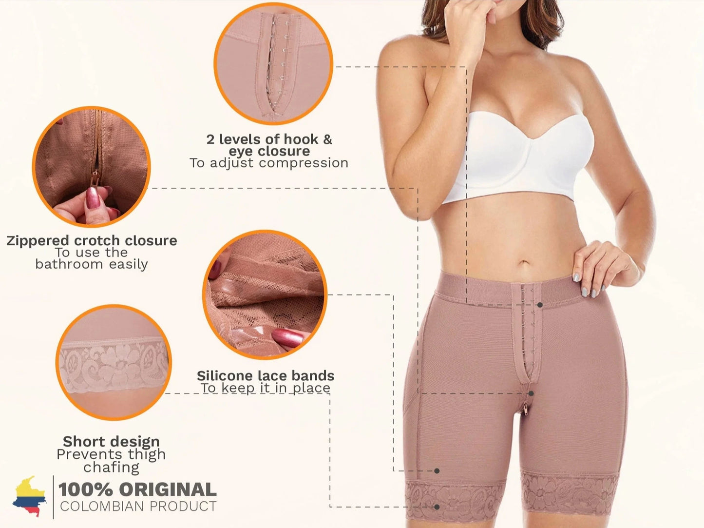 Butt Lifting Shapewear Mid Thigh Shorts for Women for Daily Use with Zipper, Triconet Material | QD1013