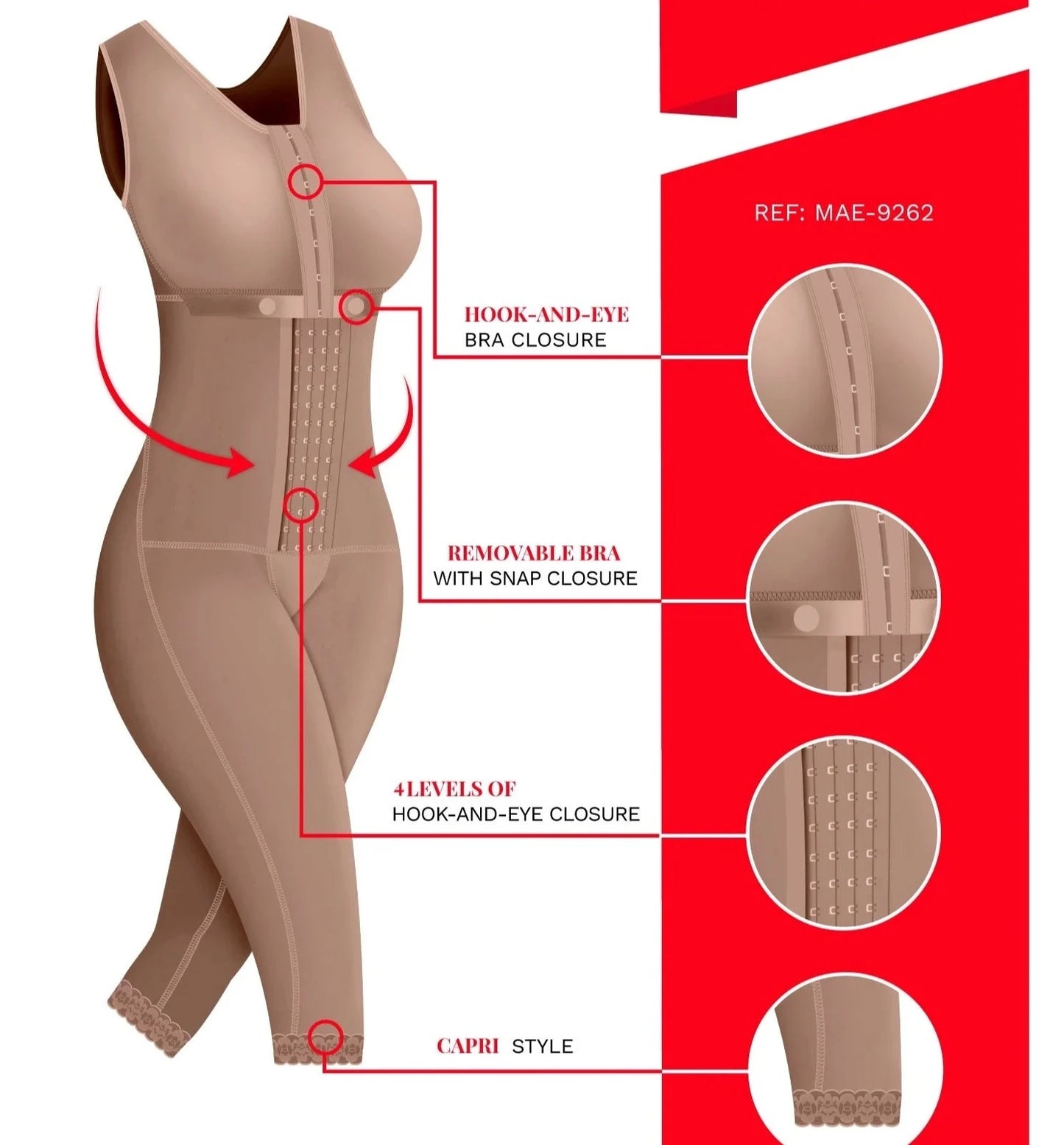 Colombian Postpartum Full Body Body Shaper for Women, Knee Length & Built-In Bra | QPT1005