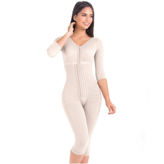 Stage 2 Post Surgery Full Body Shapewear with Sleeves and Bra, Powernet Material | QPS1022