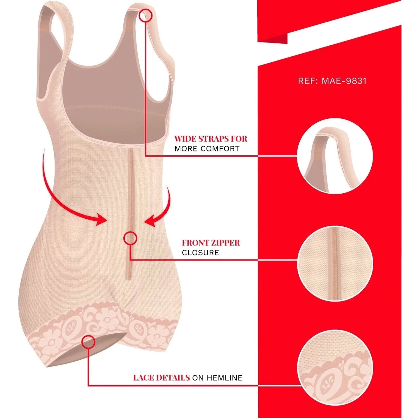 Postpartum Butt Lifting Body Shaper for Daily Use, Open Bust with Front Zipper | QPT1003