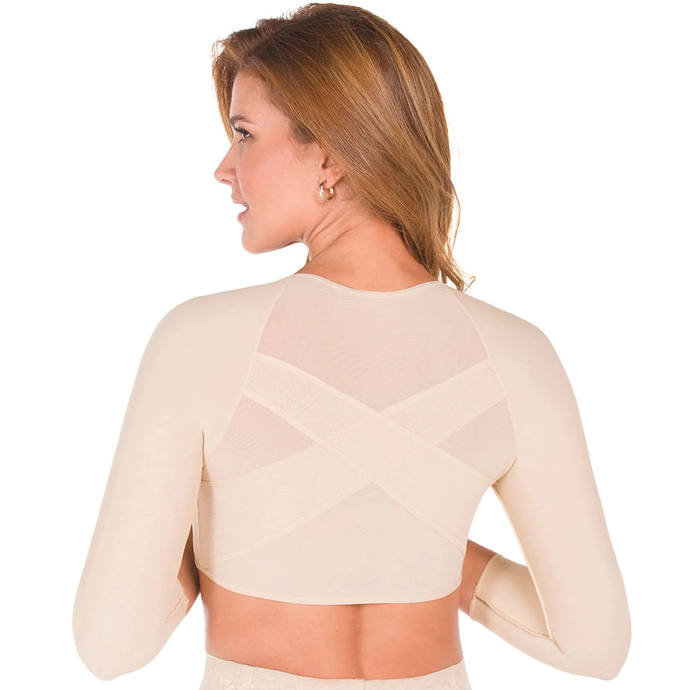 Post Surgery Compression Support Bra Front Closure with Sleeves |  QB1008