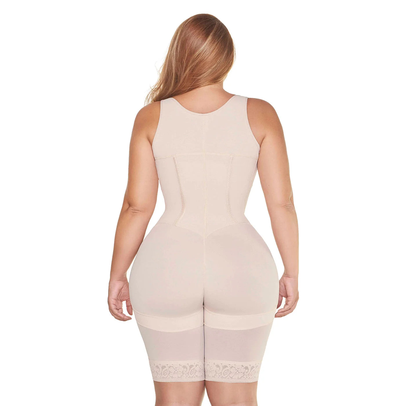 Stage 3 Post Surgical Compression Shapewear, Open Bust Bodysuit, Mid-Thigh Butt Lifter Girdle, Powernet Material | QPS1011