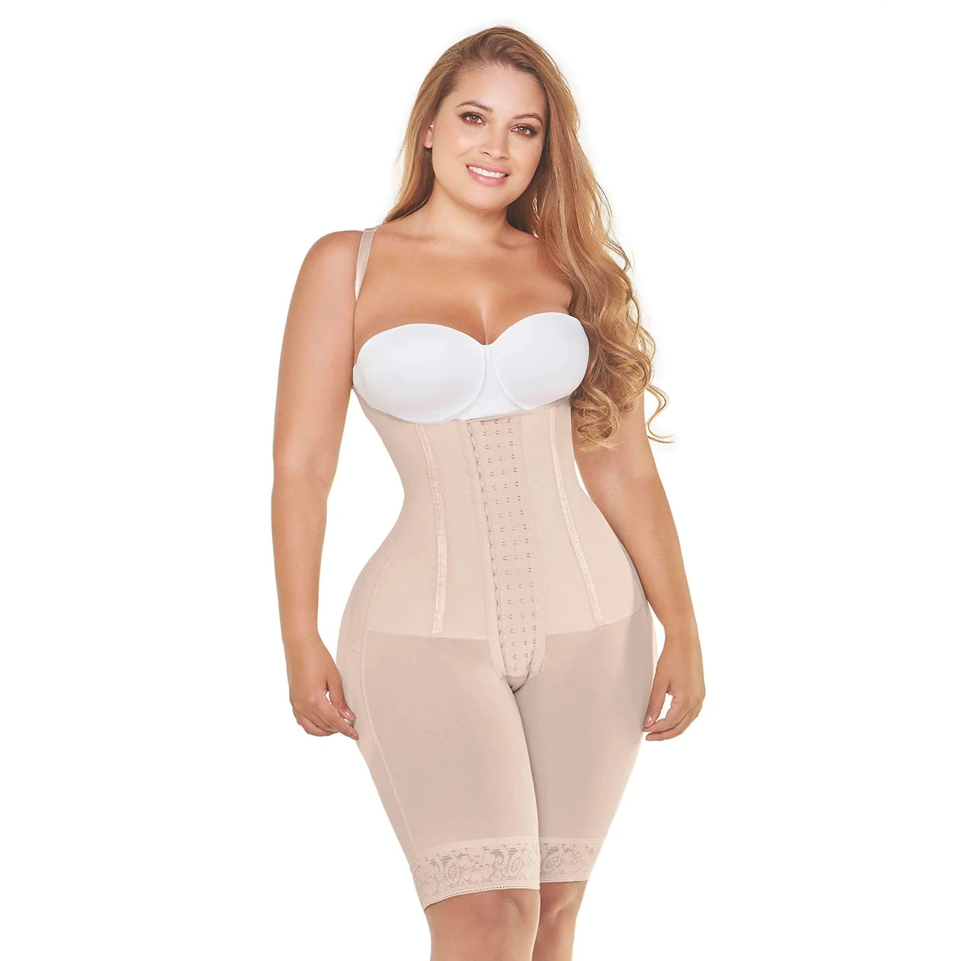 Stage 3 Post Surgical Compression Shapewear, Open Bust Bodysuit, Mid-Thigh Butt Lifter Girdle, Powernet Material | QPS1011