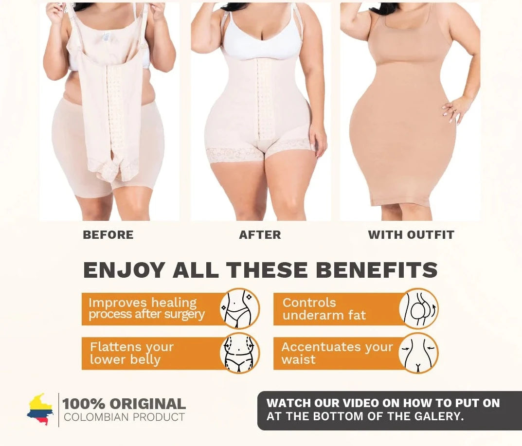 Stage 2 Post-Surgery, Postpartum, and Daily Compression Shapewear, Open Bust Panty Shapewear Bodysuit, Powernet Material | QPS1008