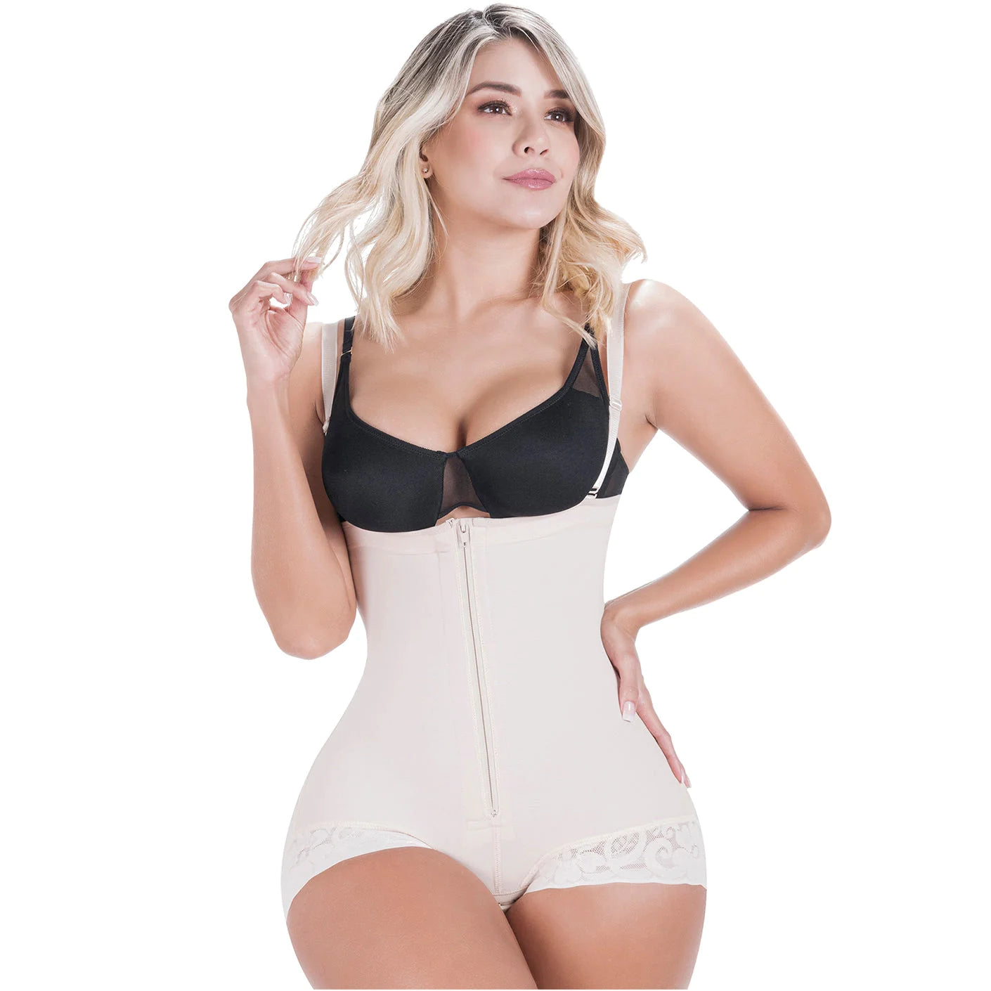 Stage 2 Post-Surgery, Postpartum, and Daily Compression Shapewear, Open Bust Panty Shapewear Bodysuit, Powernet Material | QPS1008