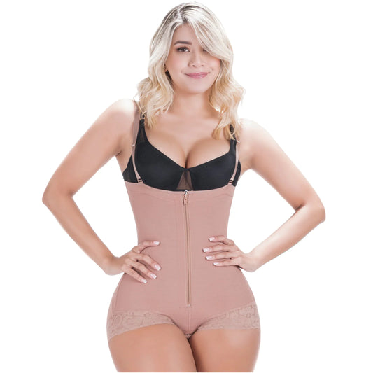 Stage 2 Post-Surgery, Postpartum, and Daily Compression Shapewear, Open Bust Panty Shapewear Bodysuit, Powernet Material | QPS1008