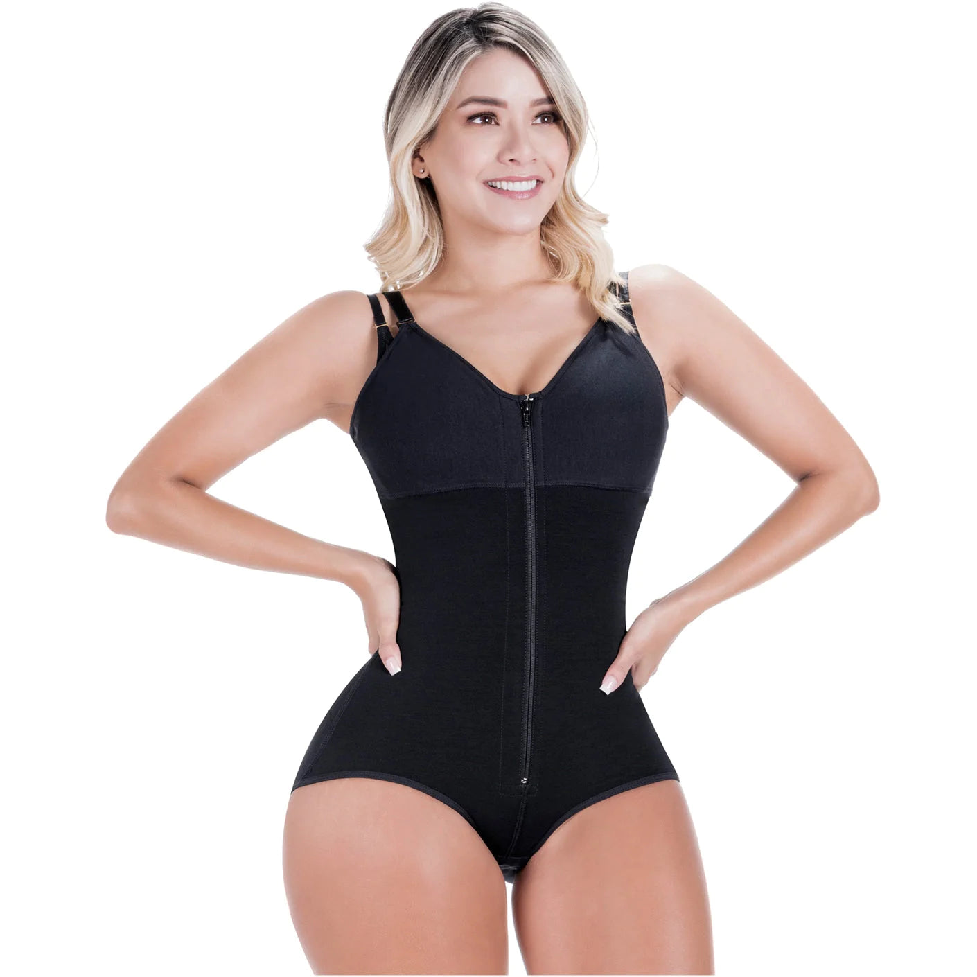 Compression Bodysuit, Shapewear with Thin Straps Built-in Bra and Zipper, Postpartum and Daily Use | QD109