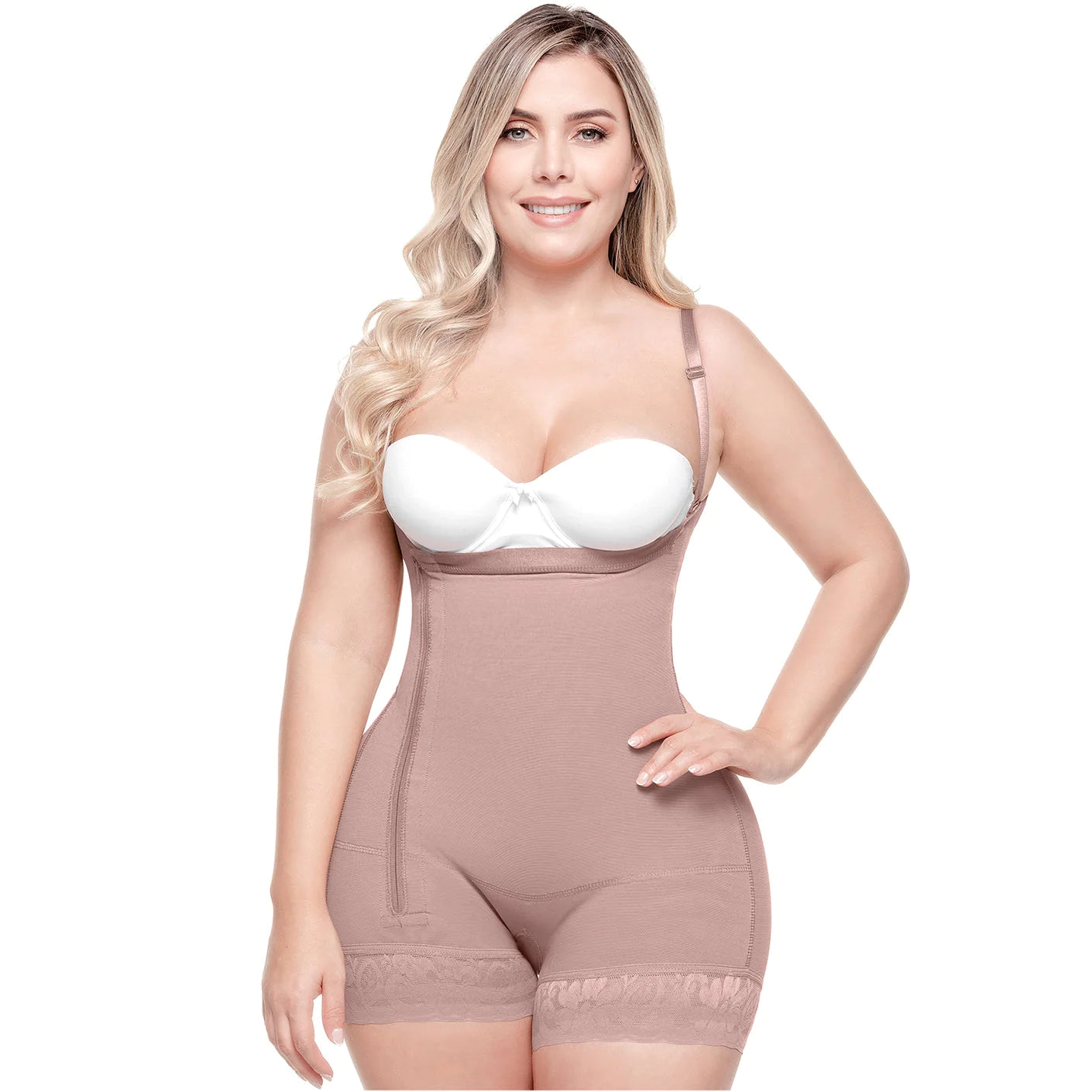 Colombian Butt Lifter Bodysuit Shapewear with Zipper and Open Bust, Everyday and Postpartum Use | QD108