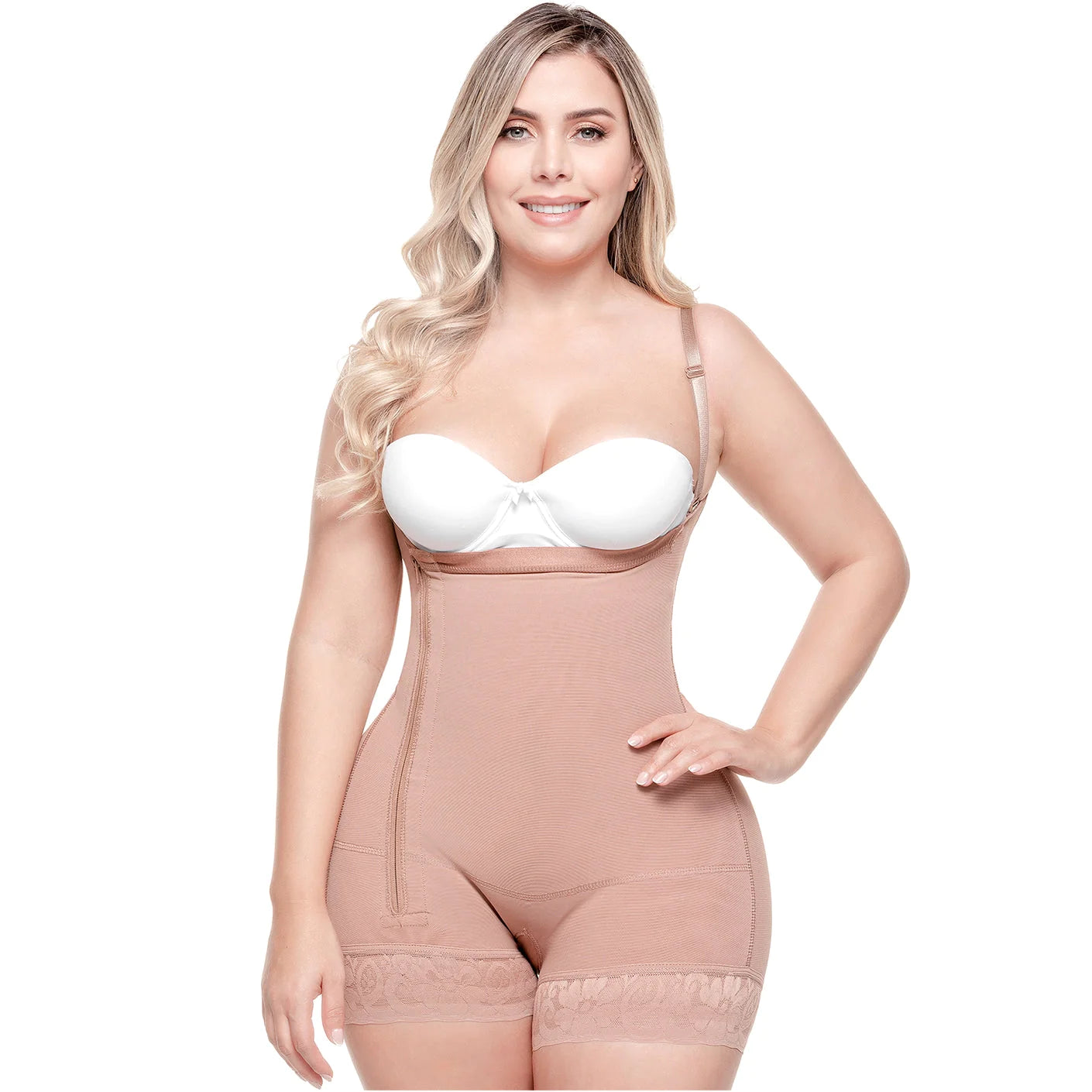 Colombian Butt Lifter Bodysuit Shapewear with Zipper and Open Bust, Everyday and Postpartum Use | QD108