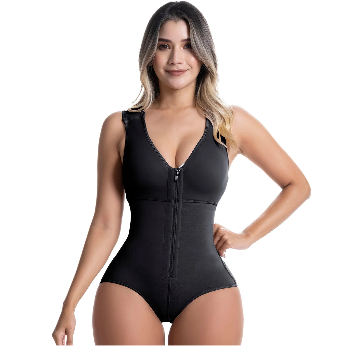 Compression Bodysuit, Shapewear with Built-in Bra and Zipper, Postpartum and Daily Use | QD107