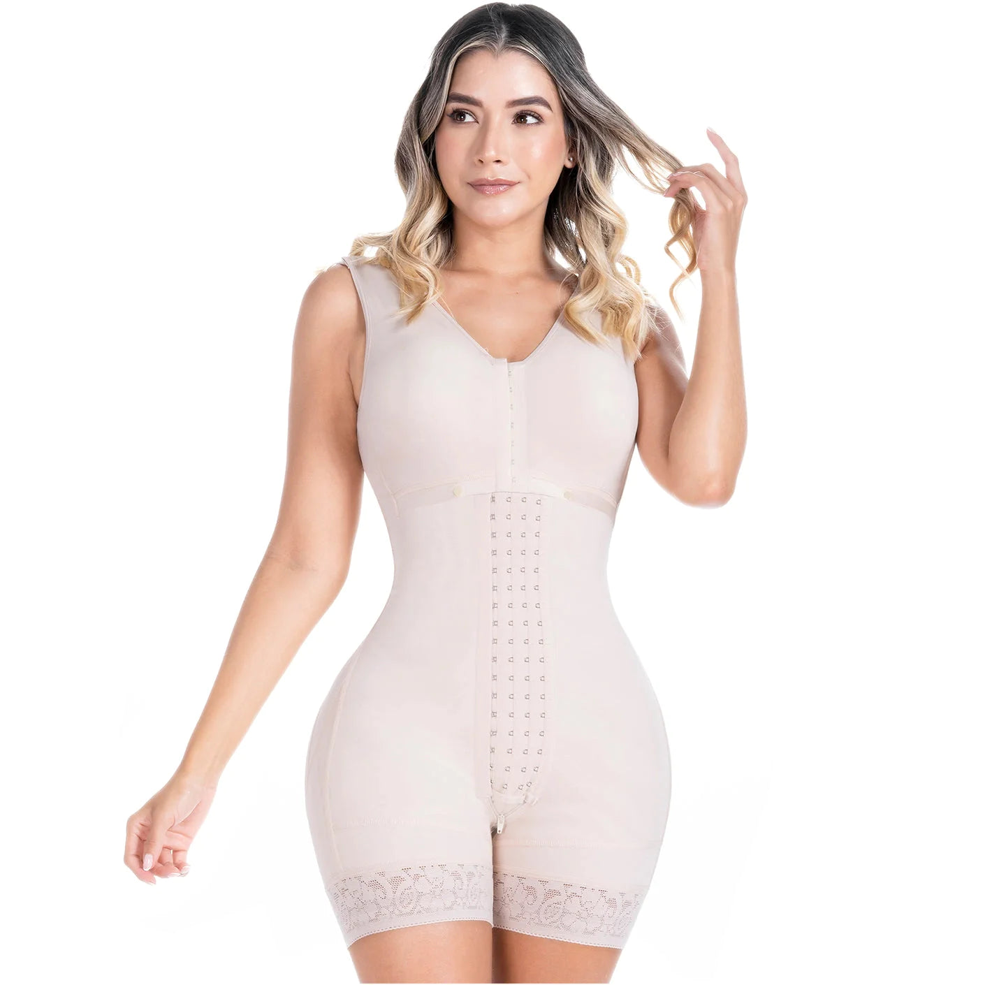 Stage 2 Mid-Thigh with Built-In Bra Shapewear Bodysuit for Post-Surgery and Postpartum Recovery | QPS1004