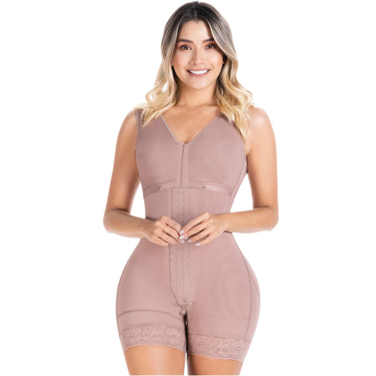 Stage 2 Mid-Thigh with Built-In Bra Shapewear Bodysuit for Post-Surgery and Postpartum Recovery | QPS1004