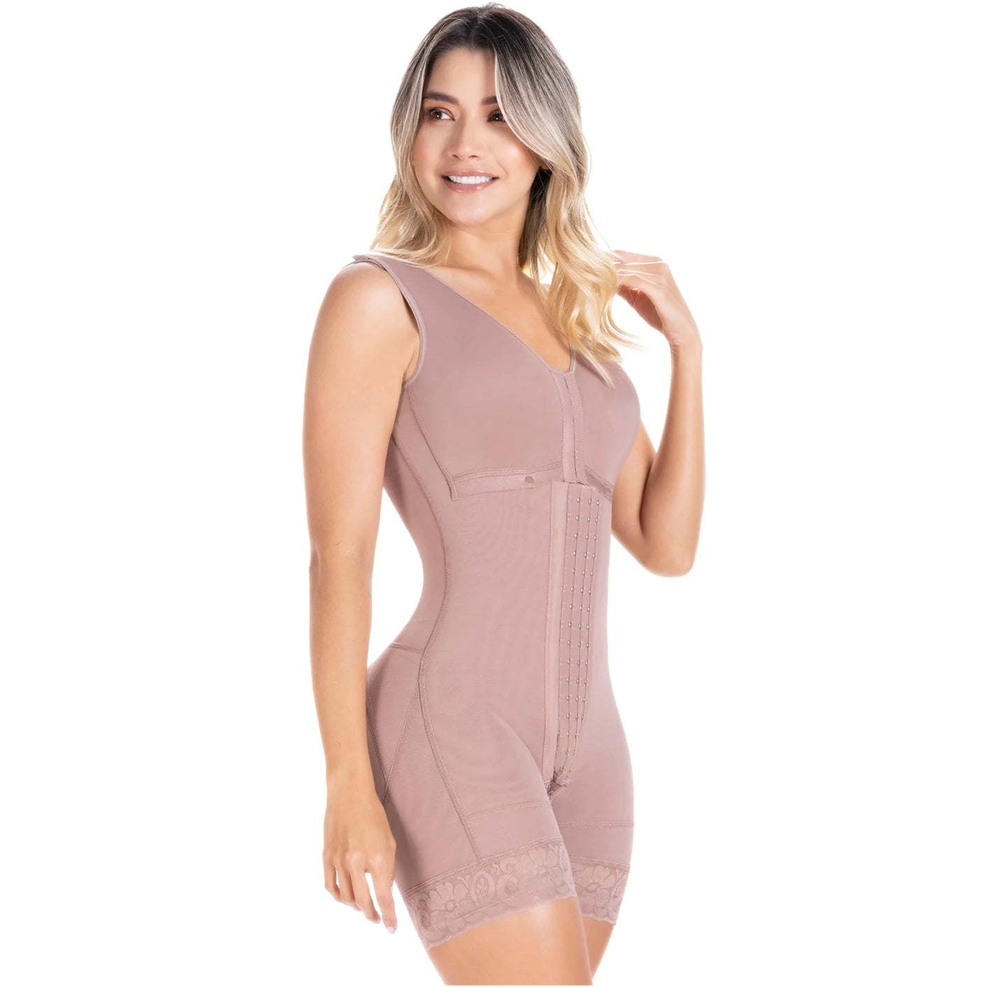 Stage 2 Mid-Thigh with Built-In Bra Shapewear Bodysuit for Post-Surgery and Postpartum Recovery | QPS1004