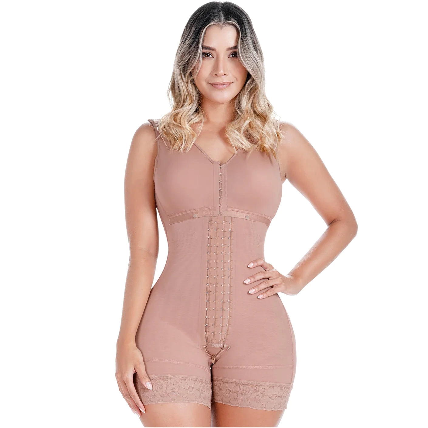 Stage 2 Mid-Thigh with Built-In Bra Shapewear Bodysuit for Post-Surgery and Postpartum Recovery | QPS1004