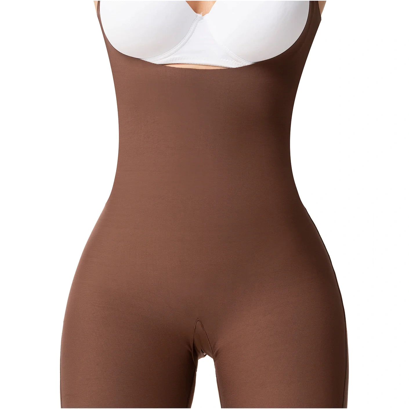 OPEN BUST & MID-THIGH TUMMY CONTROL BUTTOCK LIFT SHAPEWEAR BODYSUIT