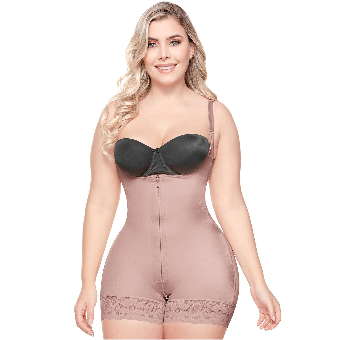 Short Butt Lifter Shapewear Bodysuit with Straps and Open Bust | QD102